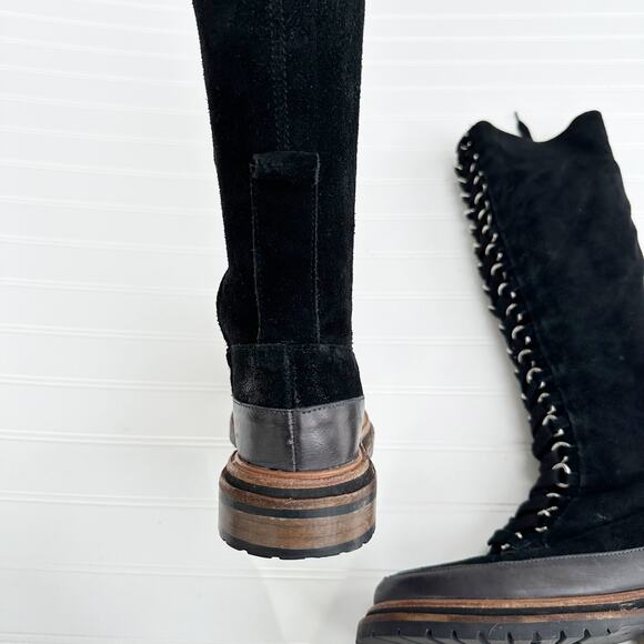 Free People Holden Tennessee Black Suede Over the Knee Lace Up Platform Boots 37 - Picture 8 of 13